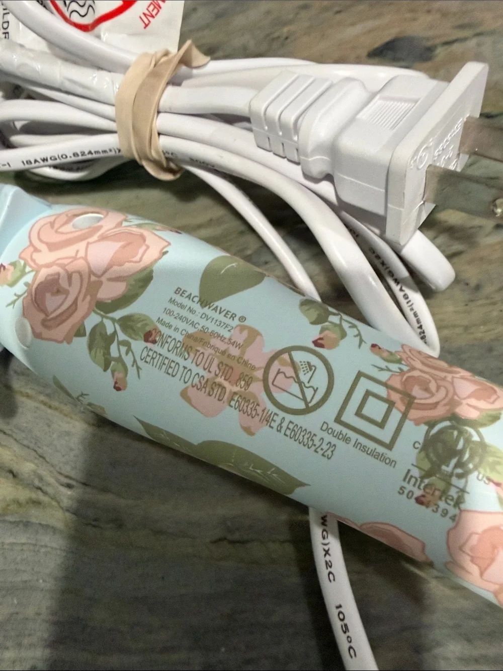 Floral Mint Pink Women’s Heat Protectant Curling Wand